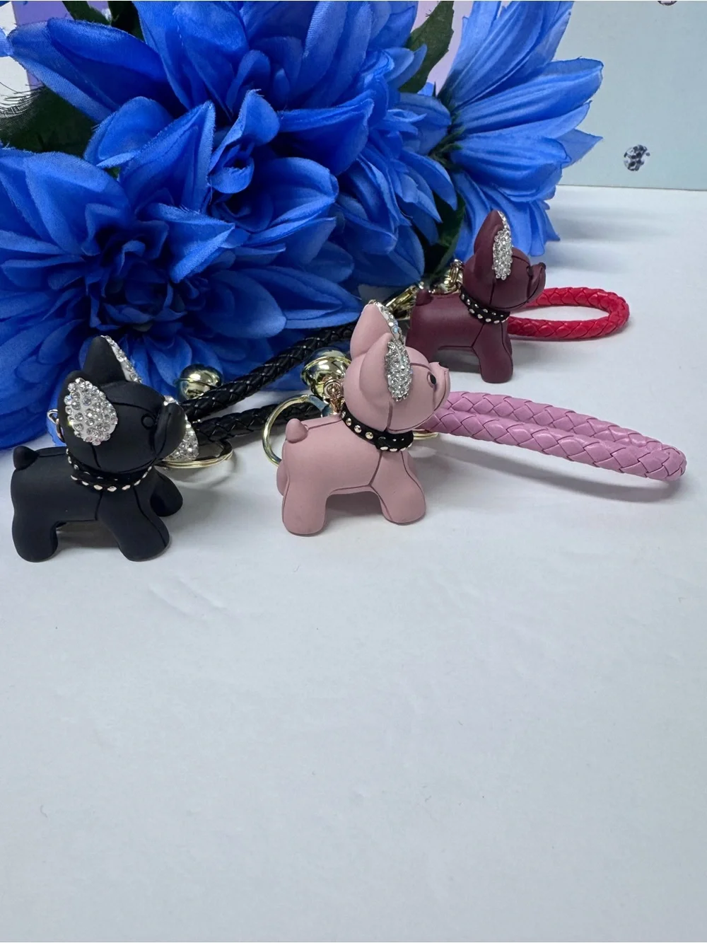 🐕3 COLORS! DOGGIE CRYSTAL LEASH BAG CHARM